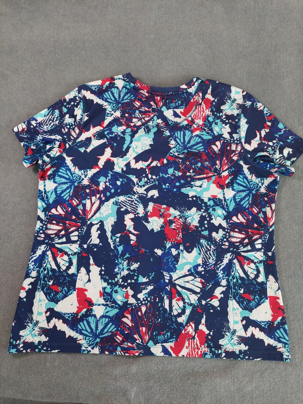 REEL LEGENDS Freeline Butterfly Performance Shirt Top V-Neck Blue Pink XXL - Picture 5 of 5